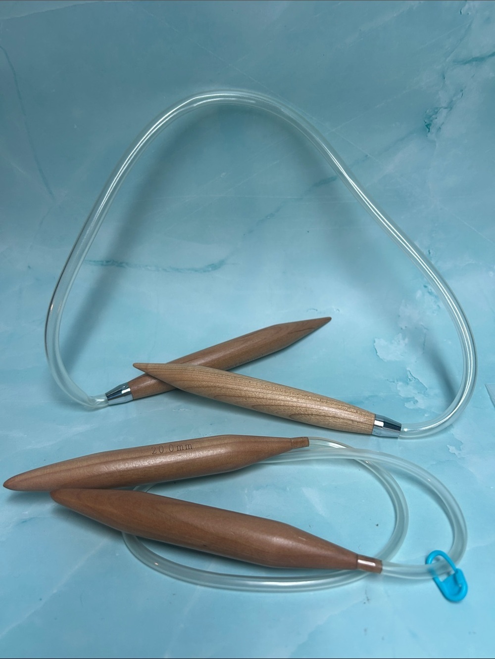 Set of 2 Circular Knitting Needles with Smooth Wood Tips - 19-20 mm